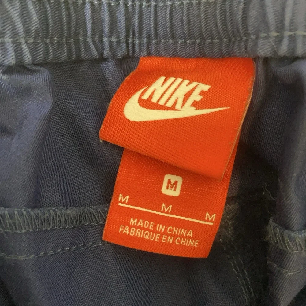 Nike Blue Jogger Pants Men's Medium Elastic Waist Cuffed Ankle Logo Zip‎ Fly